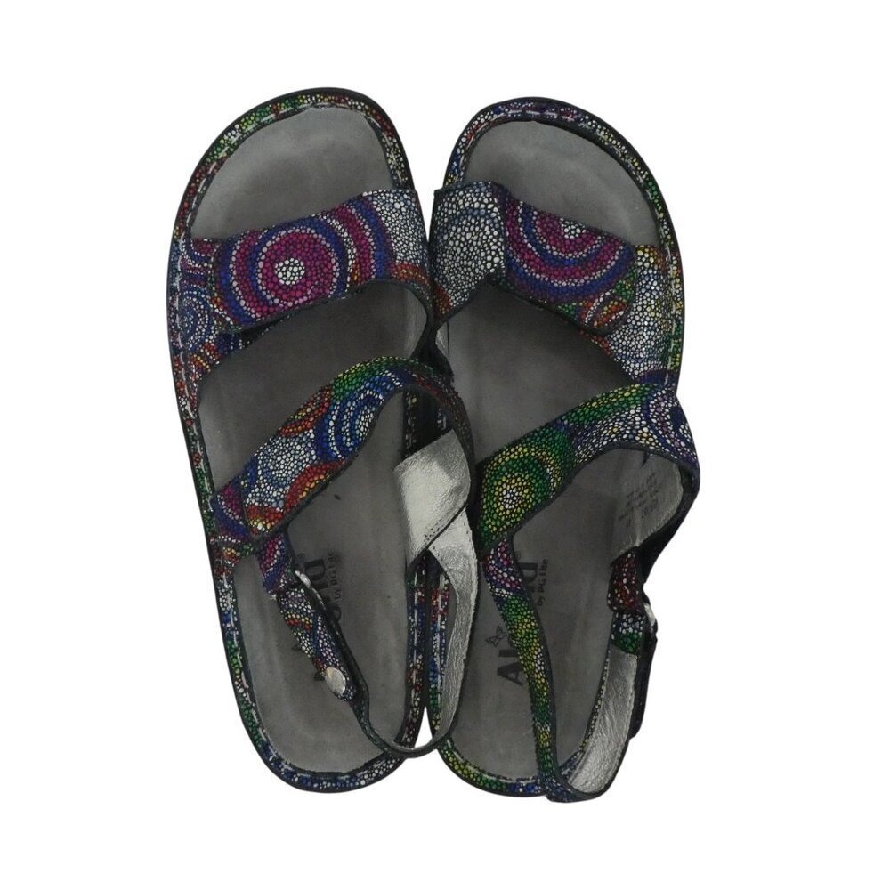 Alegria Verona Bullseye Sandals Women 41 Multi Color Leather Adjustable Comfort - Picture 7 of 14